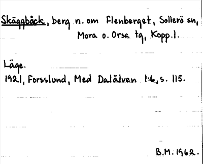 Bild på arkivkortet för arkivposten Skäggbäck