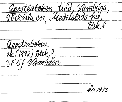 Bild på arkivkortet för arkivposten Apostlaboken