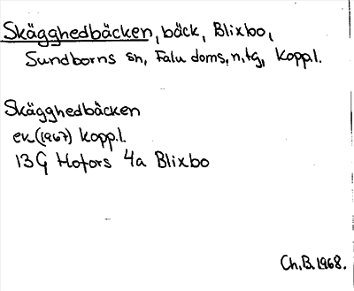 Bild på arkivkortet för arkivposten Skägghedbäcken