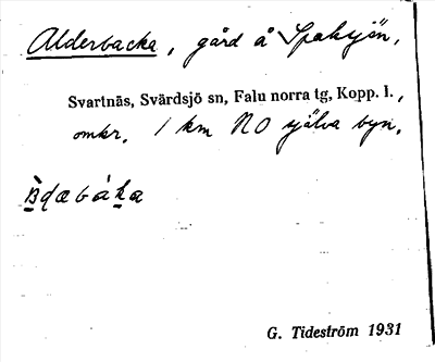 Bild på arkivkortet för arkivposten Alderbacka