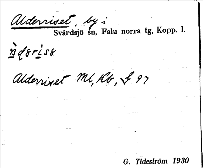 Bild på arkivkortet för arkivposten Alderriset