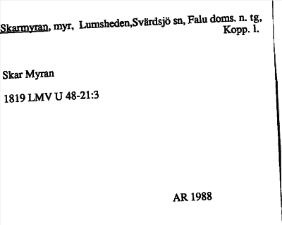 Bild på arkivkortet för arkivposten Skarmyran