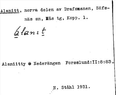 Bild på arkivkortet för arkivposten Alanitt