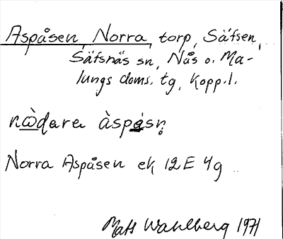 Bild på arkivkortet för arkivposten Aspåsen, Norra