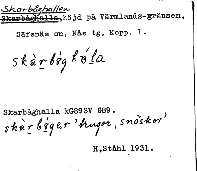 Bild på arkivkortet för arkivposten Skarbåghallen