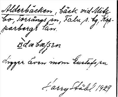 Bild på arkivkortet för arkivposten Alderbäcken