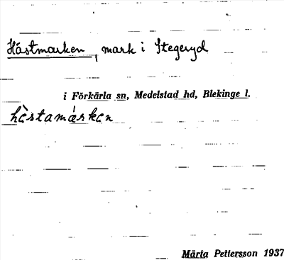 Bild på arkivkortet för arkivposten Hästmarken