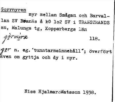 Bild på arkivkortet för arkivposten Gorrmyren