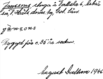 Bild på arkivkortet för arkivposten Janssons