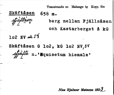 Bild på arkivkortet för arkivposten Skäftåsen