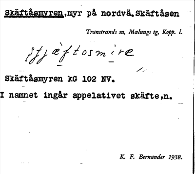 Bild på arkivkortet för arkivposten Skäftåsmyren