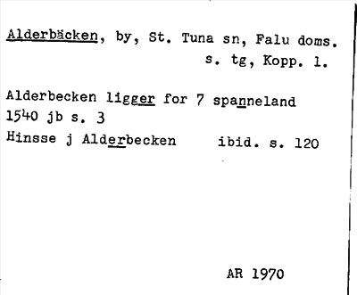 Bild på arkivkortet för arkivposten Alderbäcken