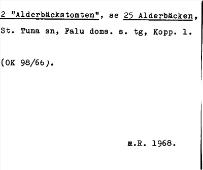 Bild på arkivkortet för arkivposten »Alderbäckstomten», se 25 Alderbäcken