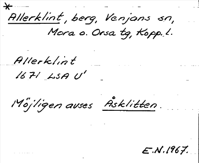 Bild på arkivkortet för arkivposten *Allerklint