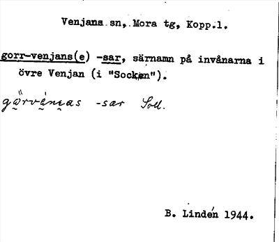Bild på arkivkortet för arkivposten gorr-venjans(e) -sar