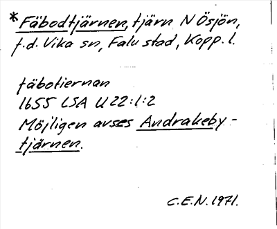 Bild på arkivkortet för arkivposten *Fäbodtjärnen