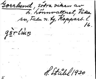 Bild på arkivkortet för arkivposten Gorrlund