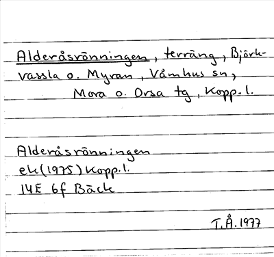 Bild på arkivkortet för arkivposten Alderåsrönningen