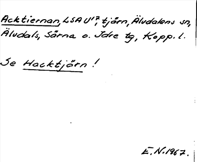 Bild på arkivkortet för arkivposten Acktiernan, se Hacktjärn