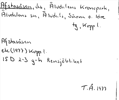 Bild på arkivkortet för arkivposten Afstasåsen