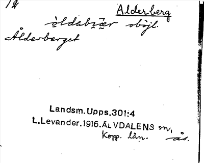 Bild på arkivkortet för arkivposten Alderberg