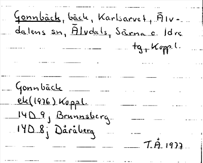 Bild på arkivkortet för arkivposten Gonnbäck