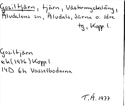 Bild på arkivkortet för arkivposten Gosiltjärn