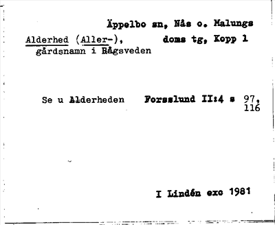 Bild på arkivkortet för arkivposten Alderhed (Aller-)