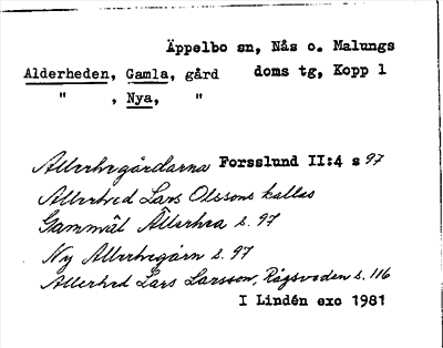 Bild på arkivkortet för arkivposten Alderheden, Gamla, Alderheden, Nya