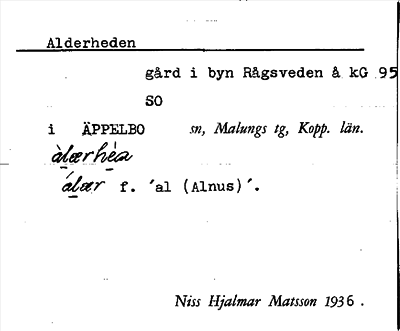 Bild på arkivkortet för arkivposten Alderheden