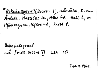 Bild på arkivkortet för arkivposten *Bokehallsgrav?