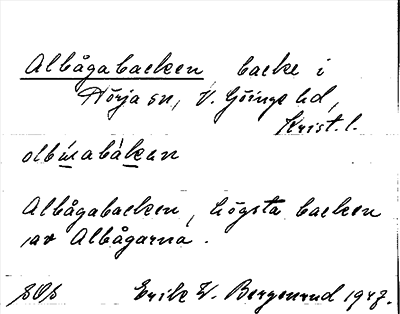 Bild på arkivkortet för arkivposten Albågabacken