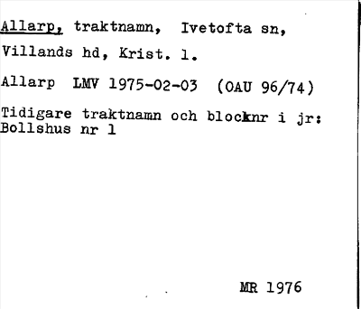 Bild på arkivkortet för arkivposten Allarp