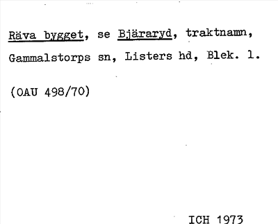 Bild på arkivkortet för arkivposten Räva bygget se Bjäraryd