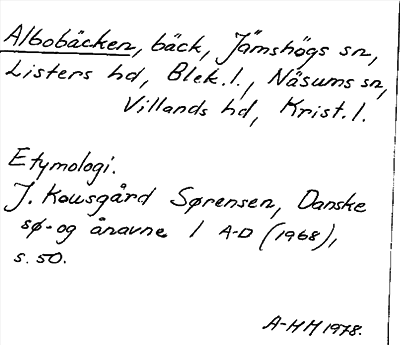 Bild på arkivkortet för arkivposten Albobäcken