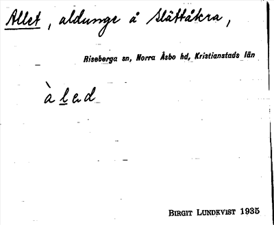 Bild på arkivkortet för arkivposten Allet