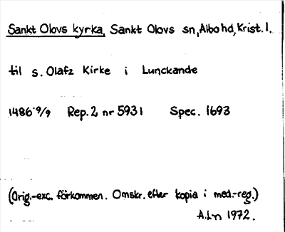 Bild på arkivkortet för arkivposten Sankt Olovs kyrka