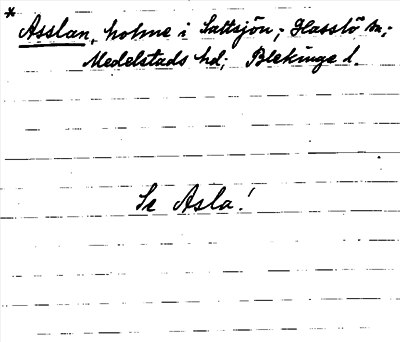 Bild på arkivkortet för arkivposten *Asslan