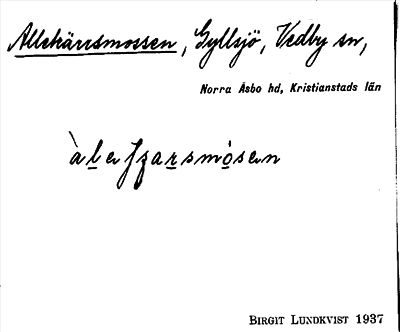 Bild på arkivkortet för arkivposten Allekärrsmossen