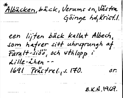Bild på arkivkortet för arkivposten *Albäcken