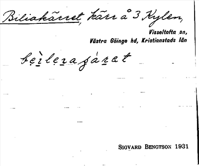 Bild på arkivkortet för arkivposten Biliakärret