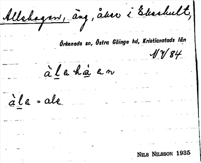 Bild på arkivkortet för arkivposten Allehagen