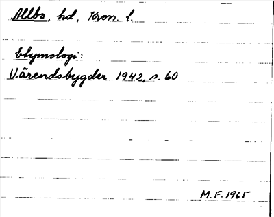 Bild på arkivkortet för arkivposten Allbo