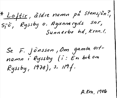Bild på arkivkortet för arkivposten *Loftir