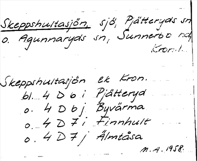 Bild på arkivkortet för arkivposten Skeppshultasjön