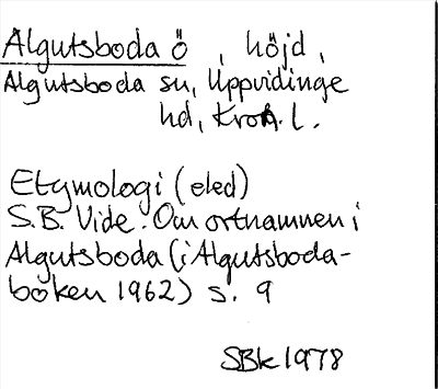 Bild på arkivkortet för arkivposten Algutsboda ö