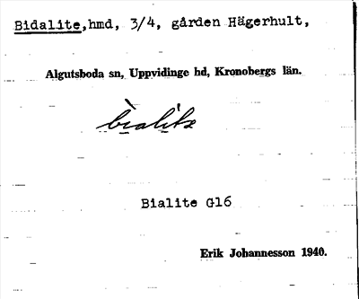 Bild på arkivkortet för arkivposten Bidalite