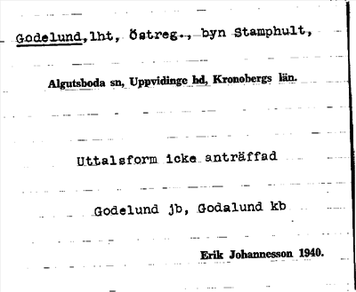 Bild på arkivkortet för arkivposten Godelund