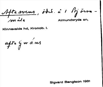 Bild på arkivkortet för arkivposten Aftasvens