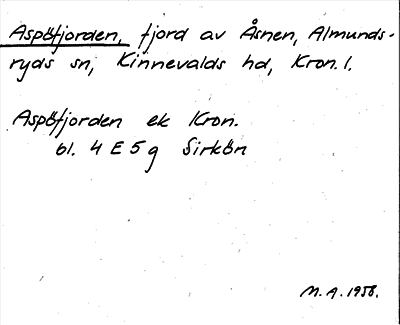 Bild på arkivkortet för arkivposten Aspöfjorden